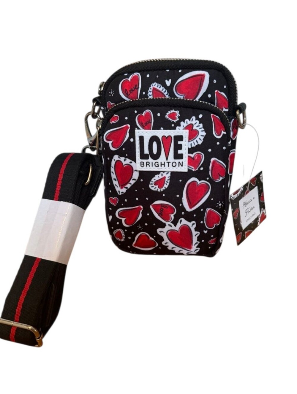 Brighton Heart Print Black and Red Crossbody Bag - Picture 2 of 5